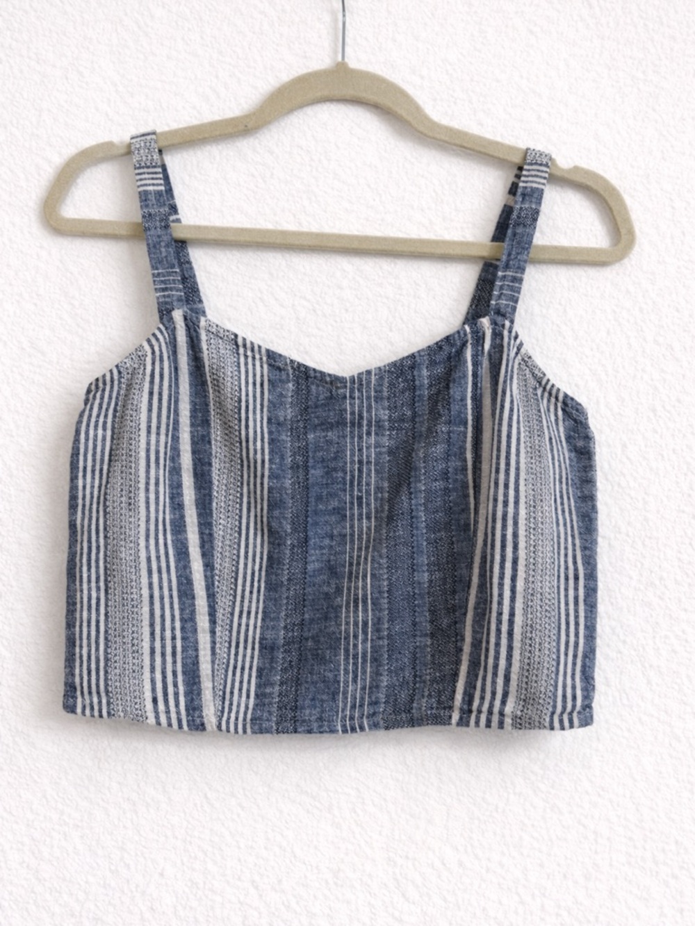 Express Blue & White Striped Cropped Tank Top – Size Small